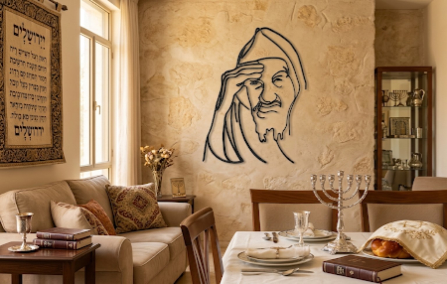 אמנות קיר תלת־ממדית של רב בחלל ביתי